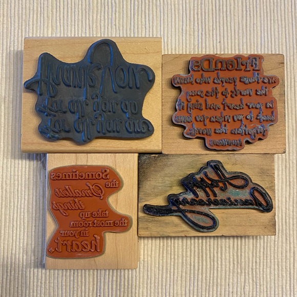Lot of Sentiments and Sayings Wood Mounted Stamps - Picture 2 of 5